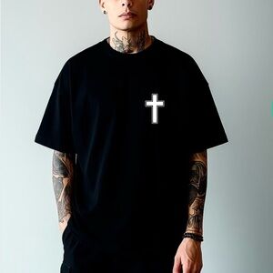 Black Cross Graphic T-Shirt